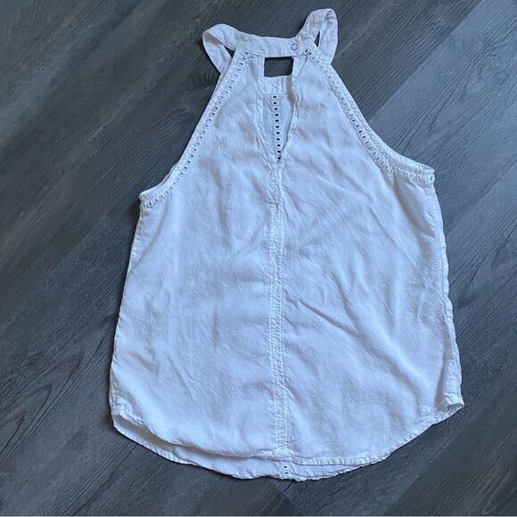 Anthropologie Top Cloth & Stone Embroidered White Minimalist XS Tencel - Picture 7 of 12